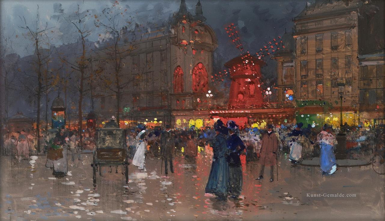 Das Moulin Rouge Abend Eugene Galien Pariser Ölgemälde